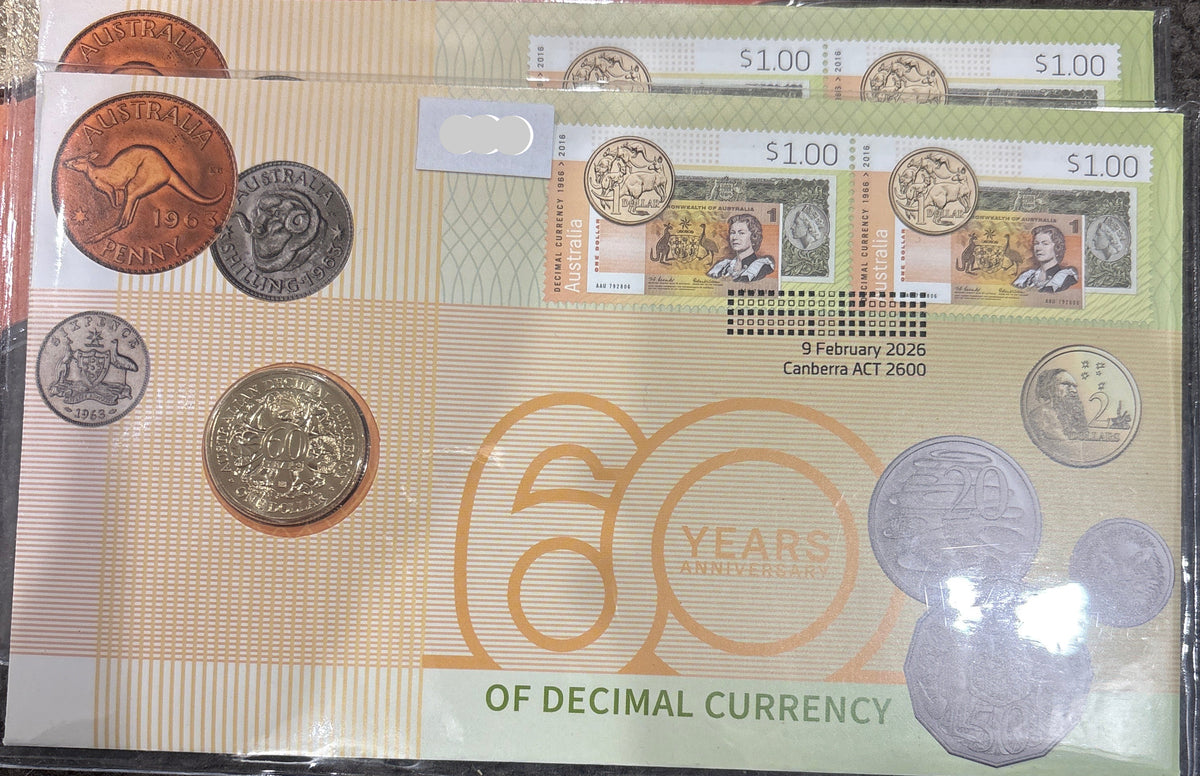 2026 $1 60th Anniversary of Decimal Currency Envelope Privy Mark PNC