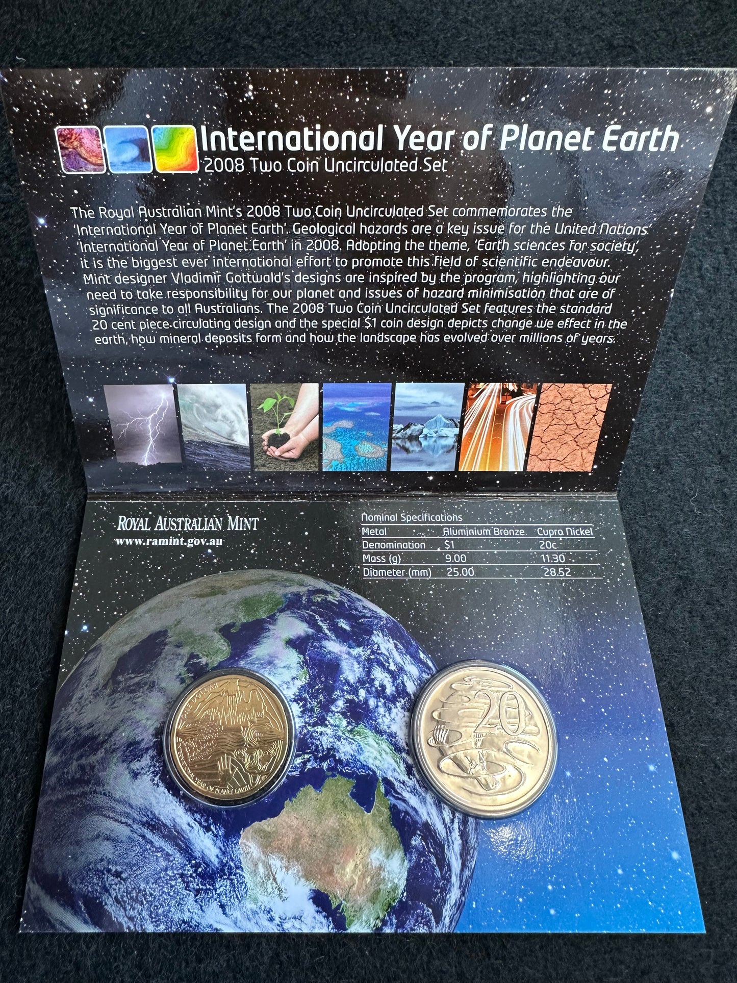2008 International Year of Planet Earth Uncirculated RAMint 2 coin set
