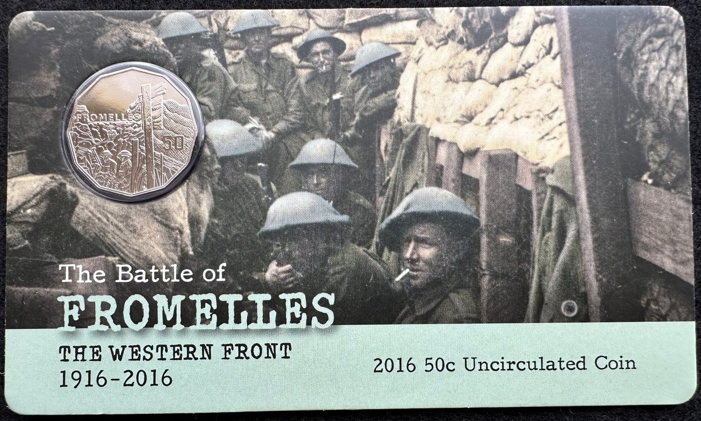 2016 50 cent The Battle of FROMELLES The Western Front 1916-2016 carded coin