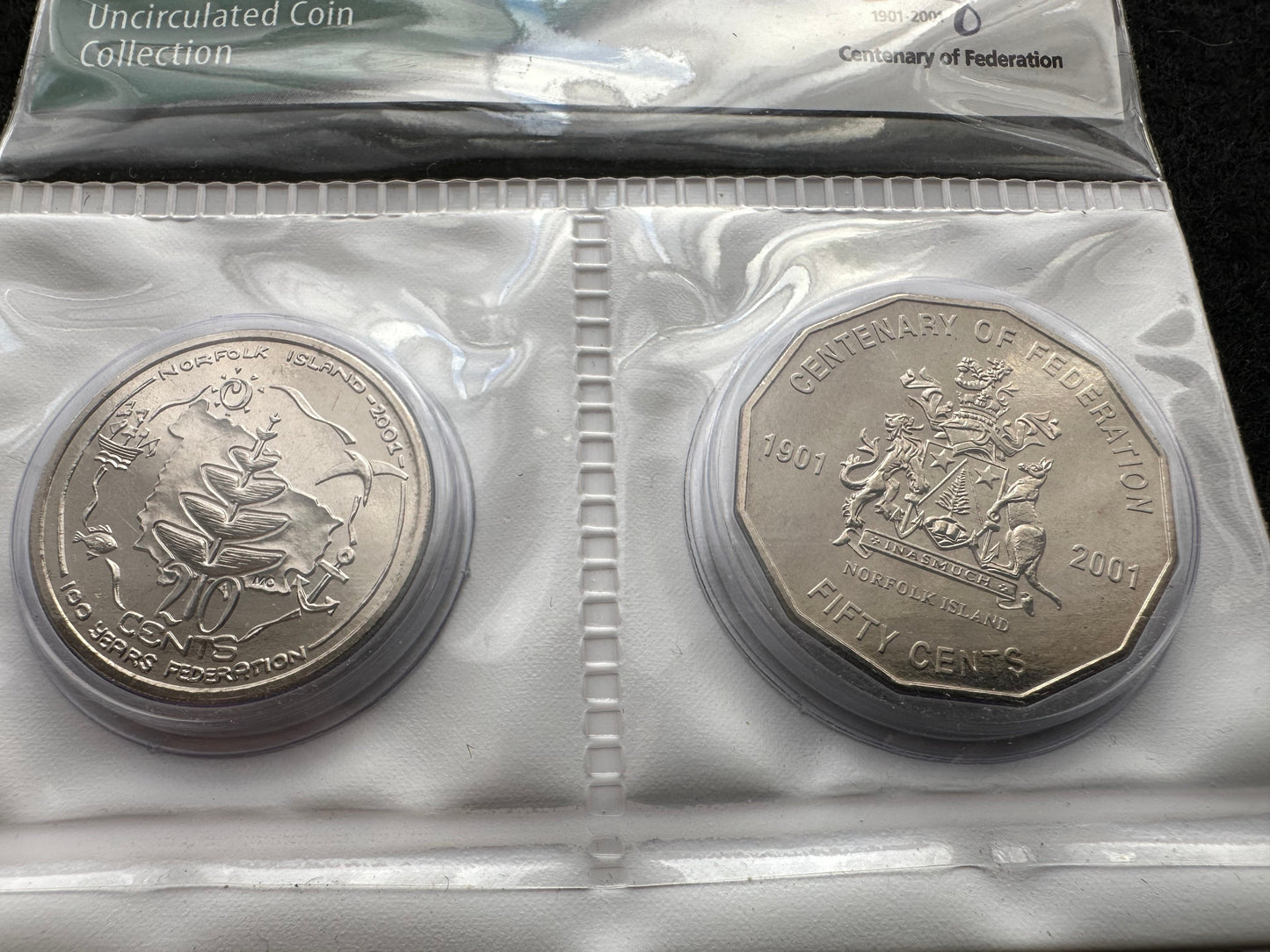 2001 20 & 50 cent Centenary of Federation 2 Coin Set - Norfolk Island UNCIRCULATED