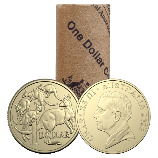 2023 King Charles III Obverse $1 Dollar Australian Decimal Mint Roll with coin tube