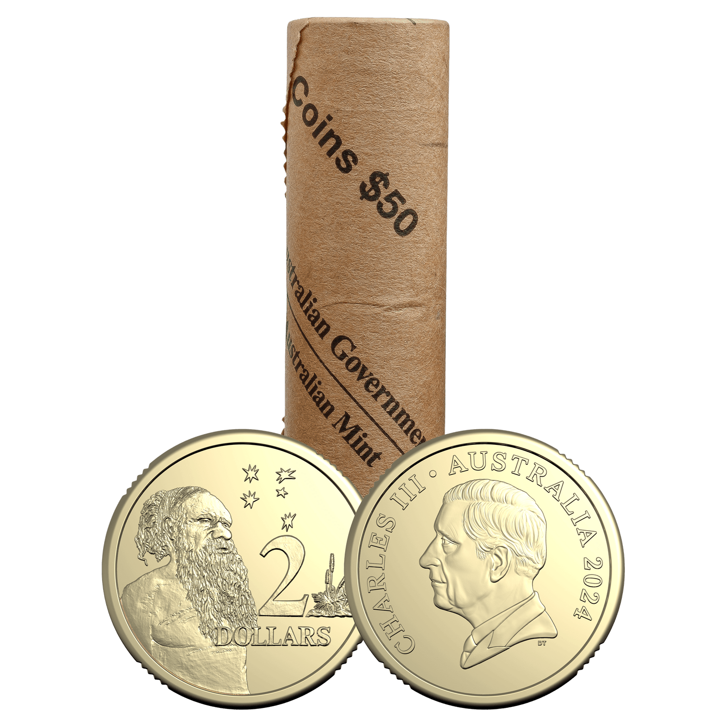 2024 King Charles III Obverse $2 Dollar Australian Decimal Mint Rolls with coin tubes