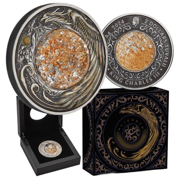 2024 Alicanto 2oz Silver Antiqued Coloured Perth Mint Presentation Case & COA