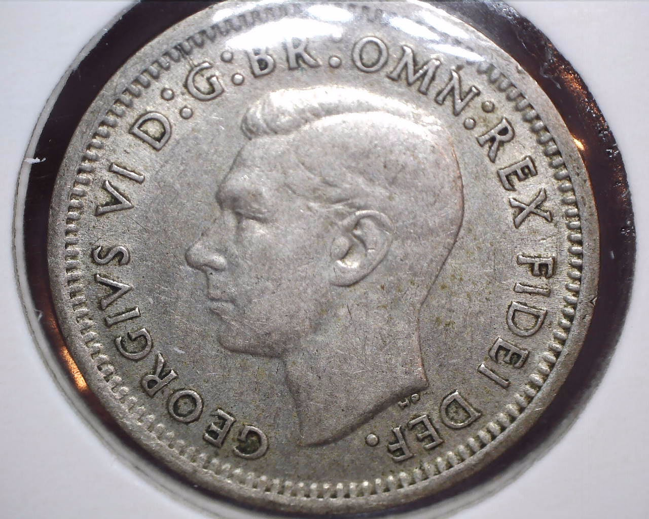 1951 - PL Australian Three Pence - 50% Silver - Die Crack Error