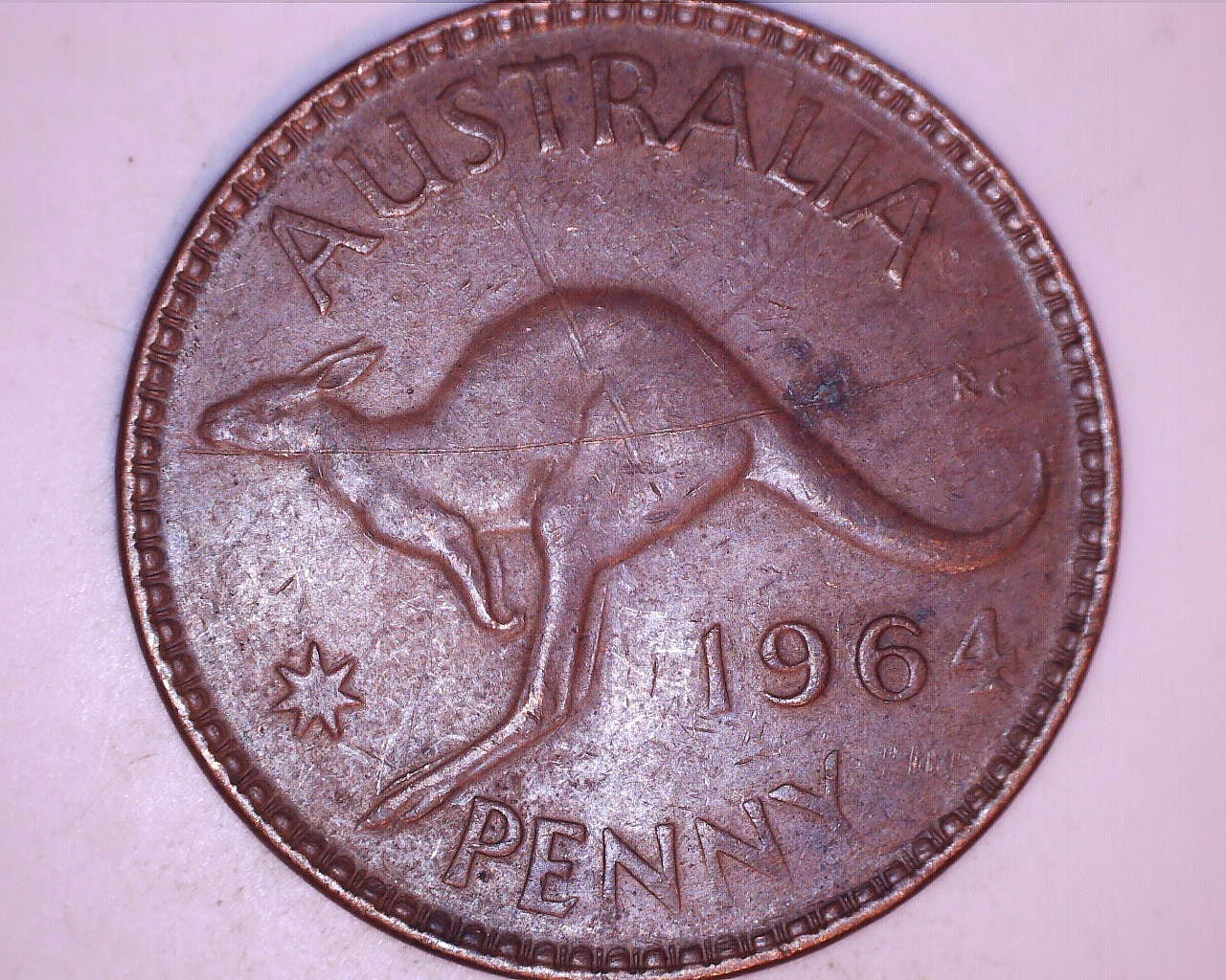 1964 Australian Penny Weak Strike and Lamination Peel Error