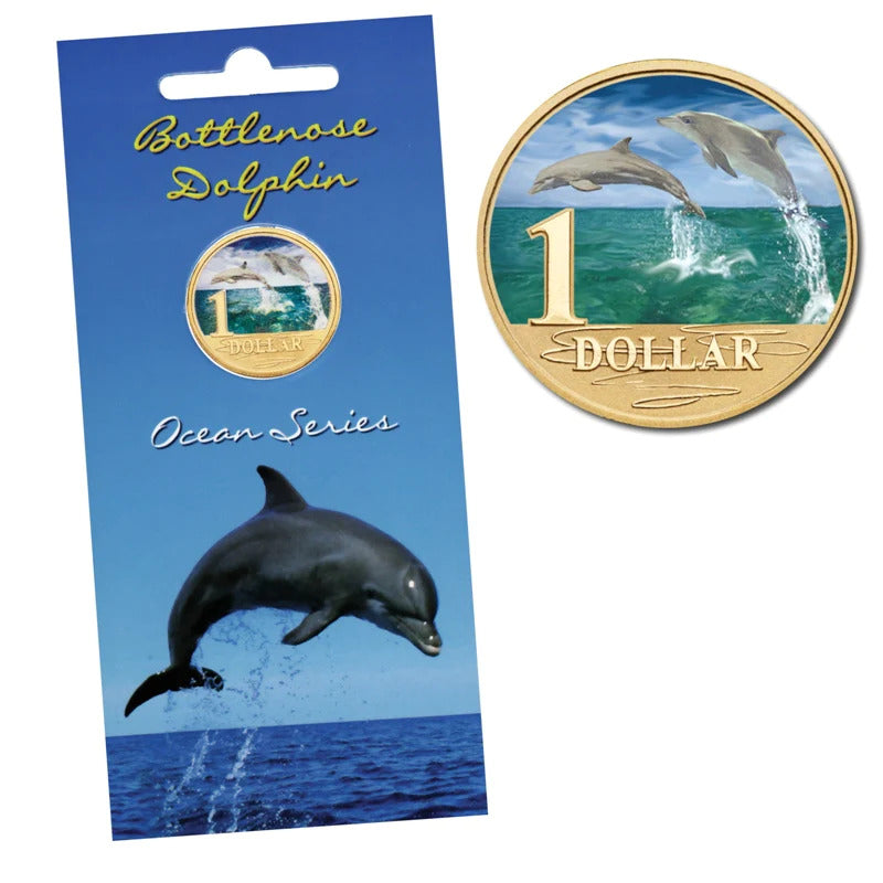 2006 $1 Ocean Series coloured coin - Bottlenose Dolphin