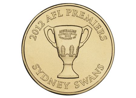 2012 AFL Premiers Sydney Swans Uncirculated $1 coin on card