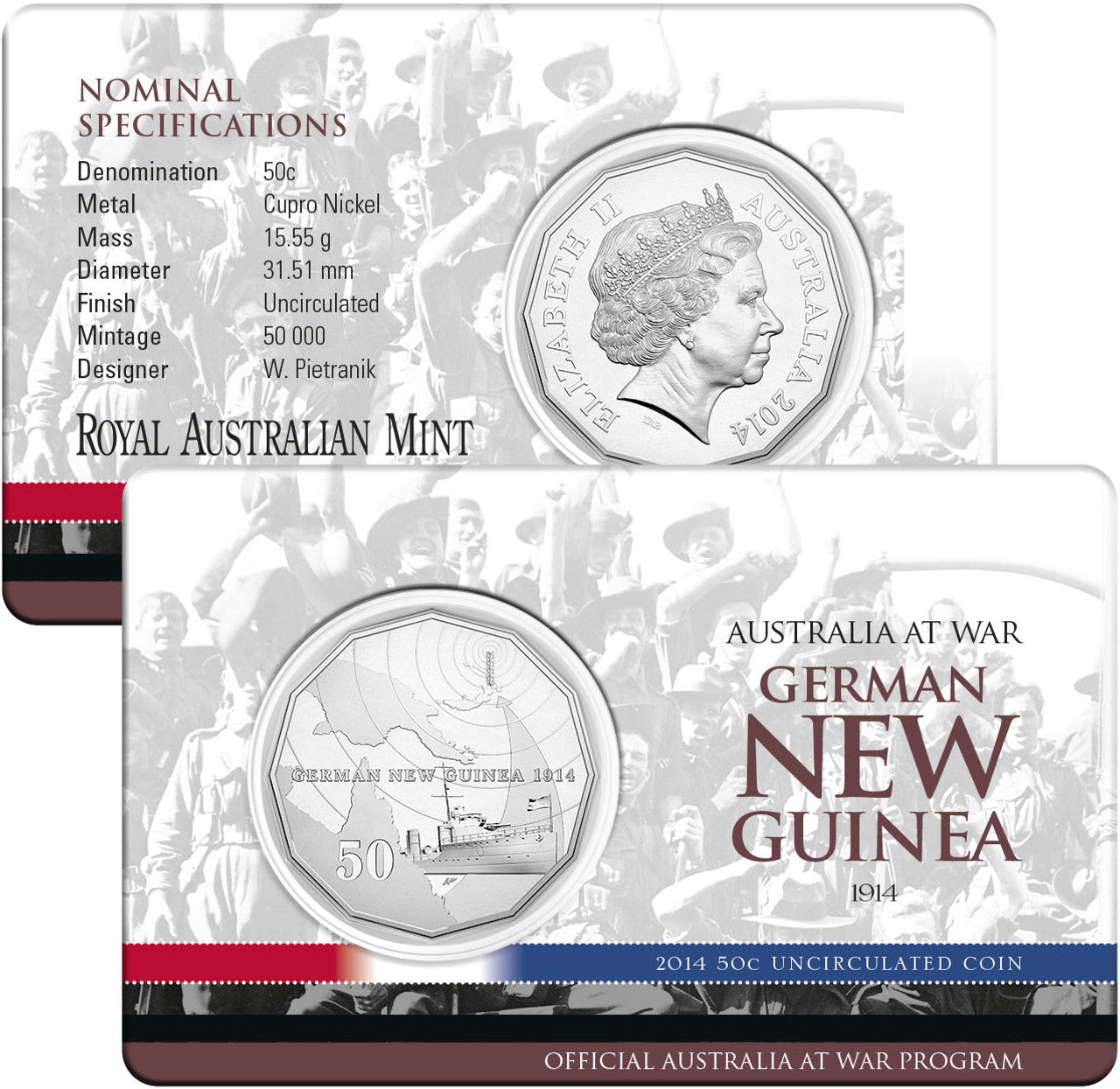 2014 Australians at War - German New Guinea 50 cent Uncirculated Decimal Coin