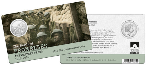 2016 50 cent The Battle of FROMELLES The Western Front 1916-2016 carded coin