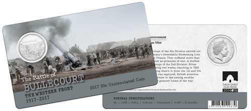 2017 50 cent The Battle of BULLECOURT The Western Front 1917-2017 carded coin