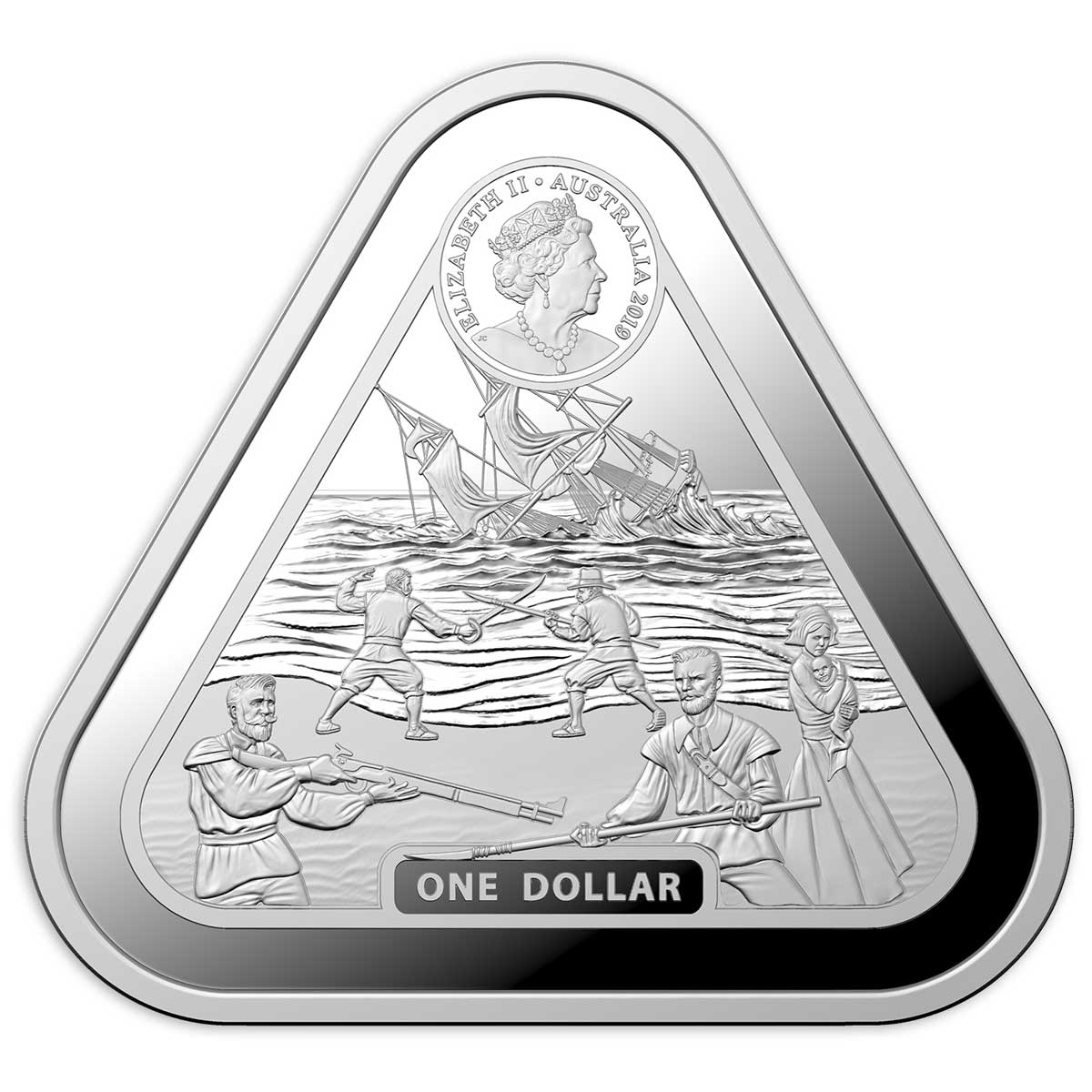 2019 1oz .999 Silver BU Triangular Coin - Australian Shipwreck Series - Batavia