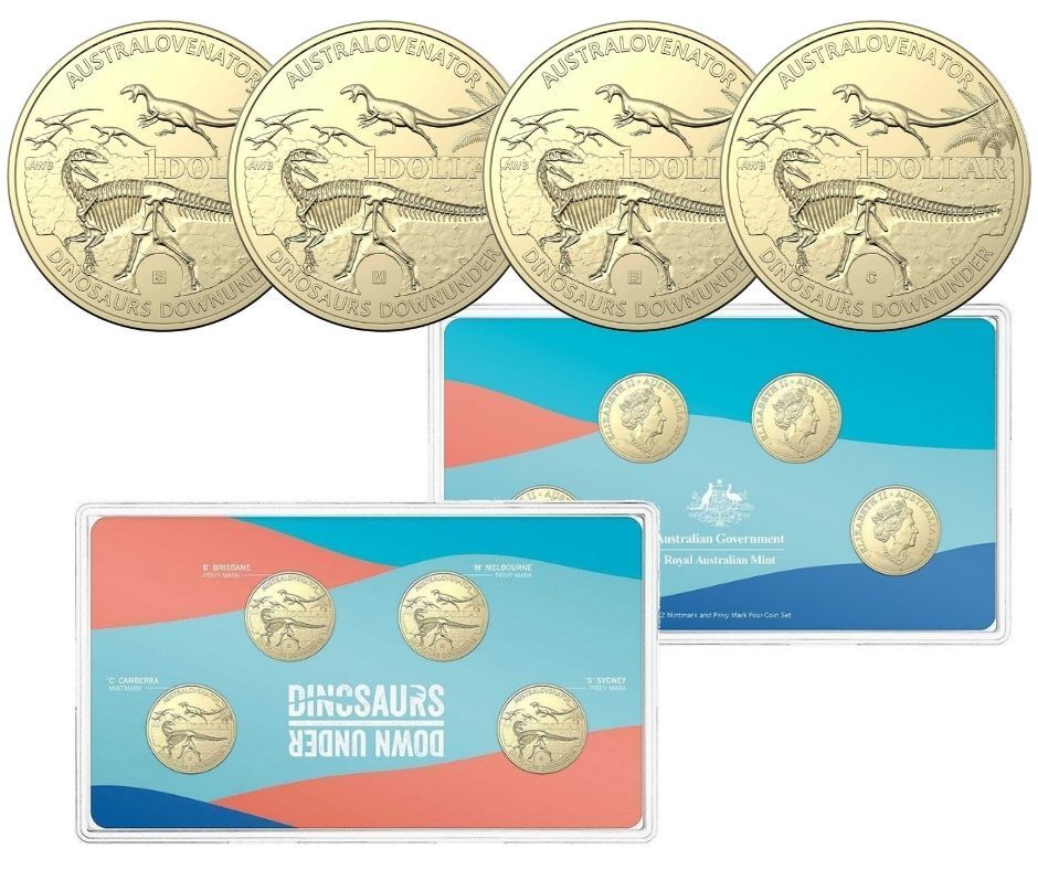 2022 $1 Dinosaurs Down Under Uncirculated 4 Coin Set
