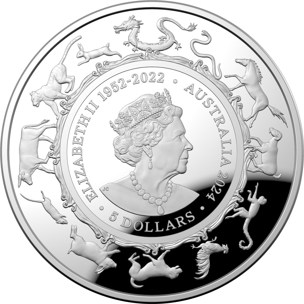 2024 $5 Year of The Dragon 1oz Silver Domed Proof Coin