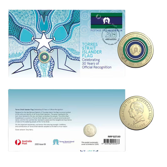 2025 Torres Strait Islander Flag 30th Anniversary PNC – $2 Coloured Coin Stamp Cover