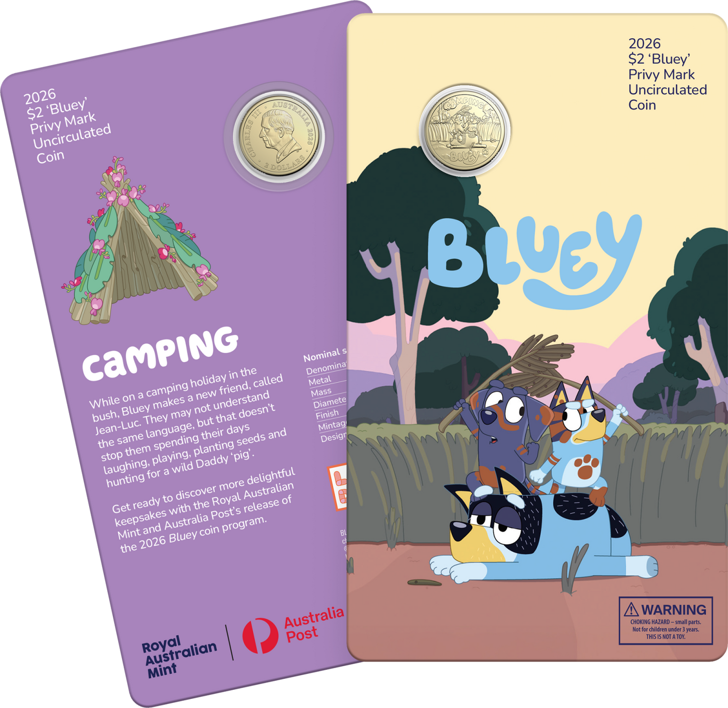 2026 Bluey $2 Privy Mark Coin Series – Collector Issue (Camping Design)