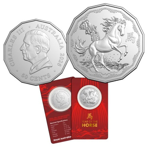 2026 Lunar Year of the Horse – 50c Tetradecagon Uncirculated Coin