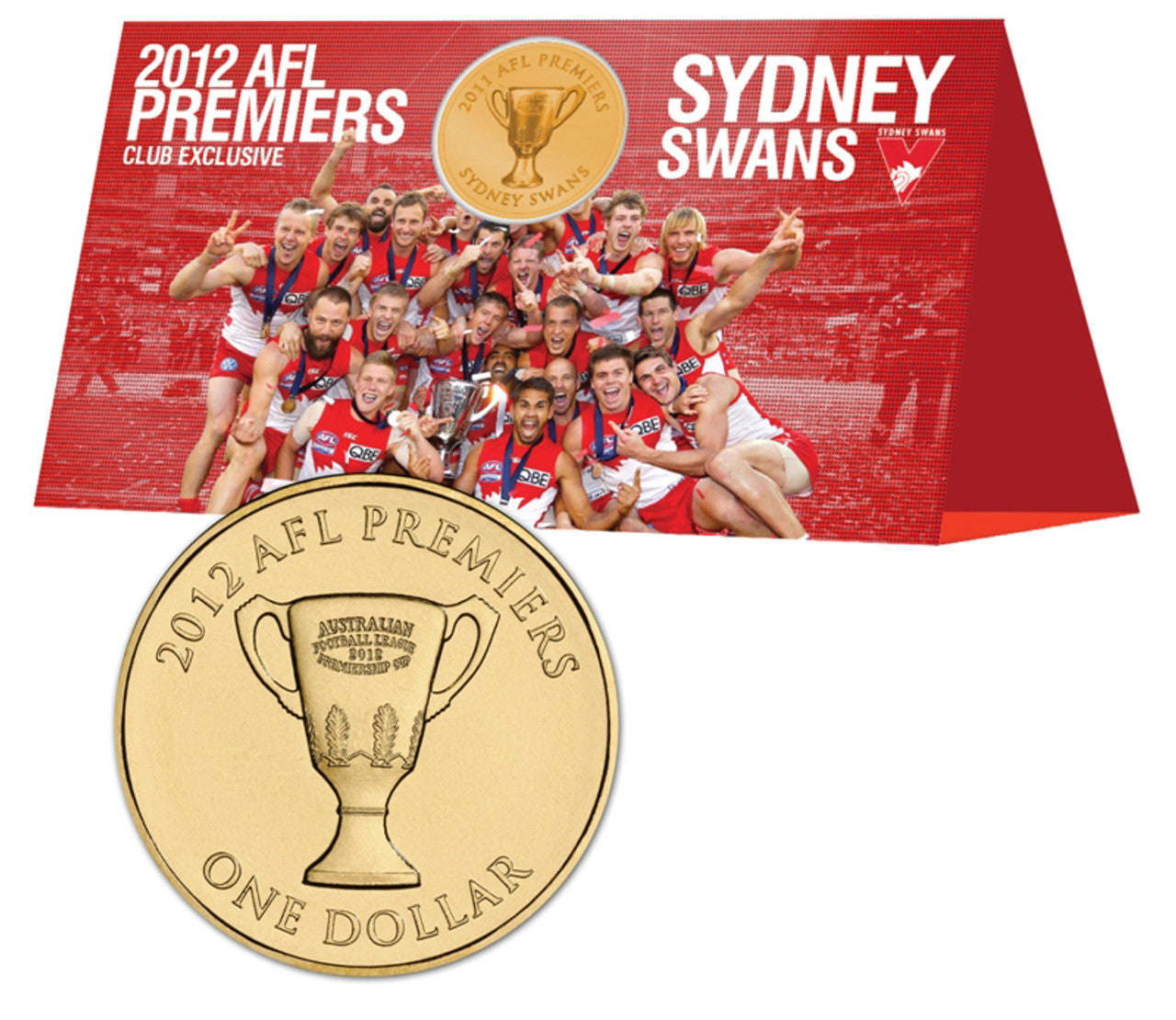 2012 AFL Premiers Sydney Swans Uncirculated $1 coin on card