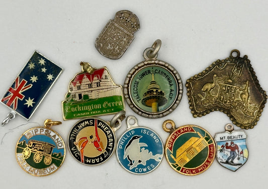 Mixed lot of 10 Australian Vintage Enamel Charms