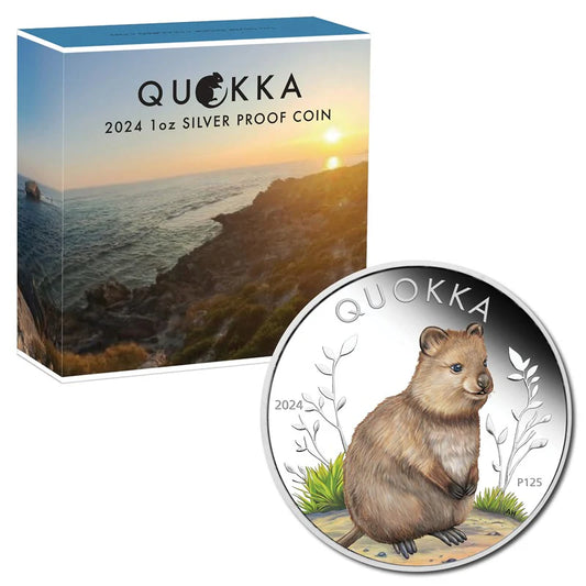 2024 Australian Quokka 1oz Silver Proof Coloured Perth Mint Presentation Case & COA