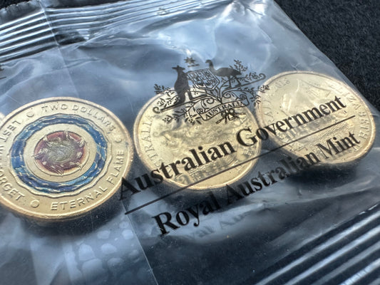 2018 $2 LEST We Forget Eternal Flame RAM 5 coin satchel bag