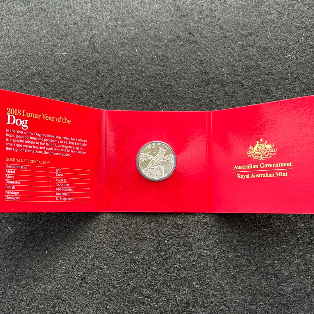 2018 Royal Australian Mint Fifty Cents 50c Lunar New Year of the Dog Tetra-Decagonal Lunar Series Coin