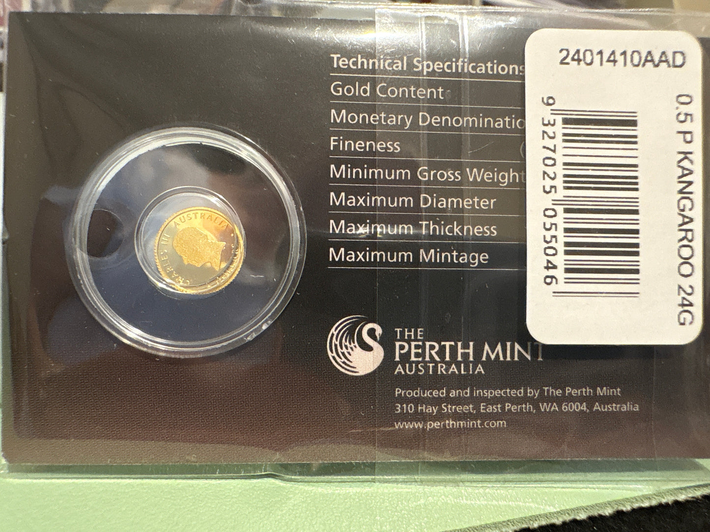 2024 $2 Australian Kangaroo Miniature Gold coin .5 grams
