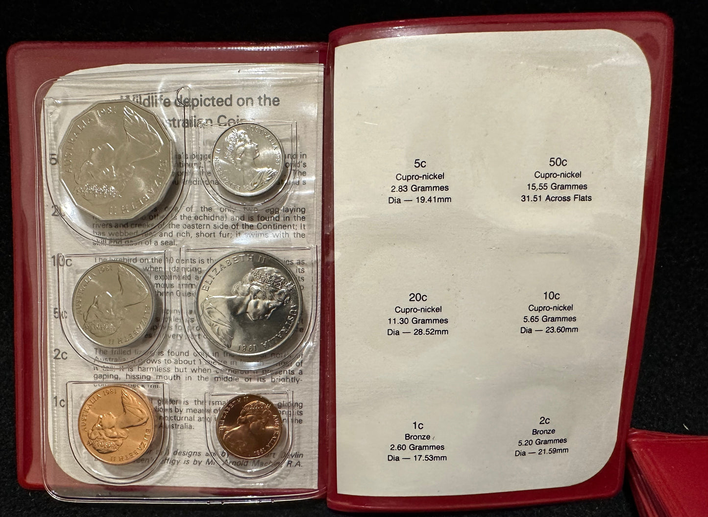 1981 Royal Australian Mint Uncirculated Six Coin Year Set - Red Wallet