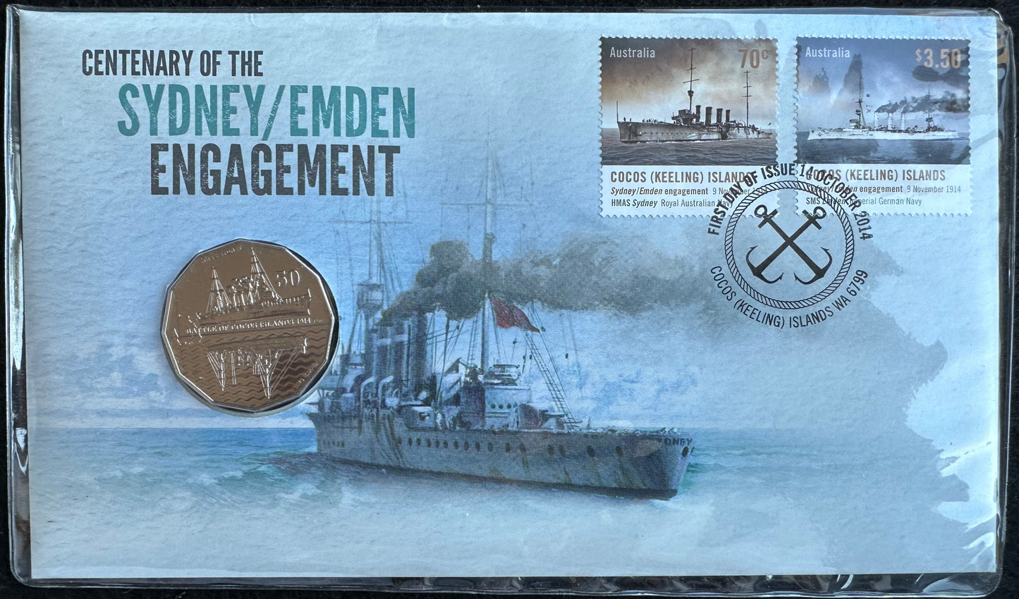 2014 50 cent Centenary of the Sydney Emden Engagement PNC