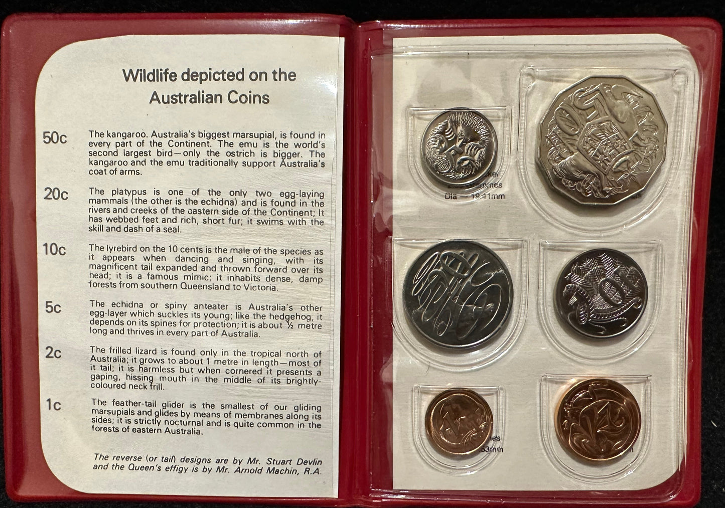 1981 Royal Australian Mint Uncirculated Six Coin Year Set - Red Wallet