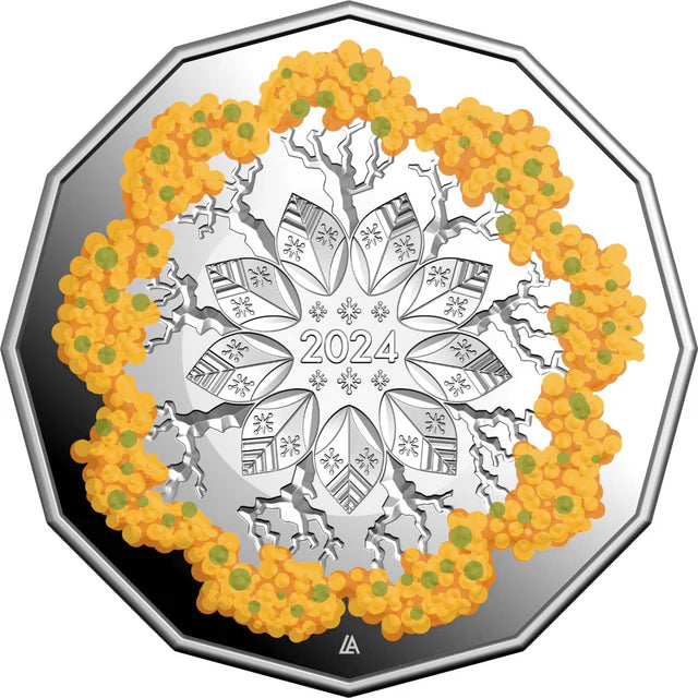 2024 Christmas Festive Florals Coloured 50c Fine Silver Proof Coin