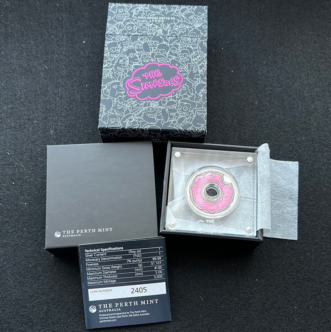 2019 The Simpsons - Donut 1oz Silver Proof Coin