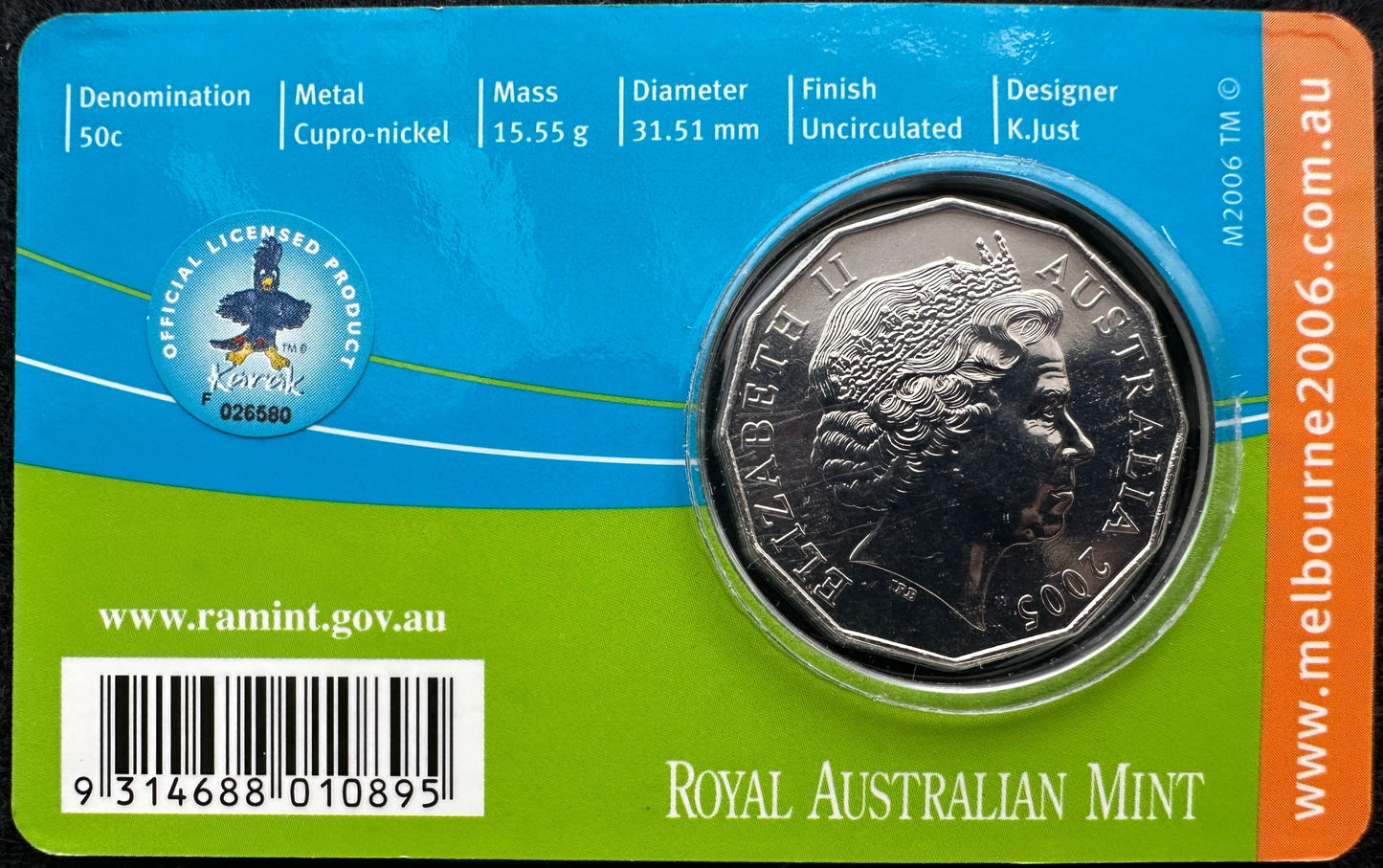 2006 Melbourne XVIII Commonwealth Games UNC 50c