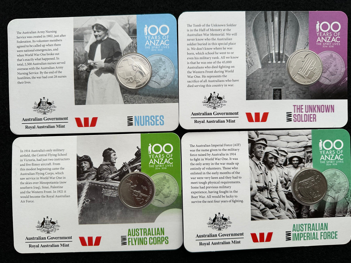 2015 ANZACS Remembered 14 coin set (no poppy)