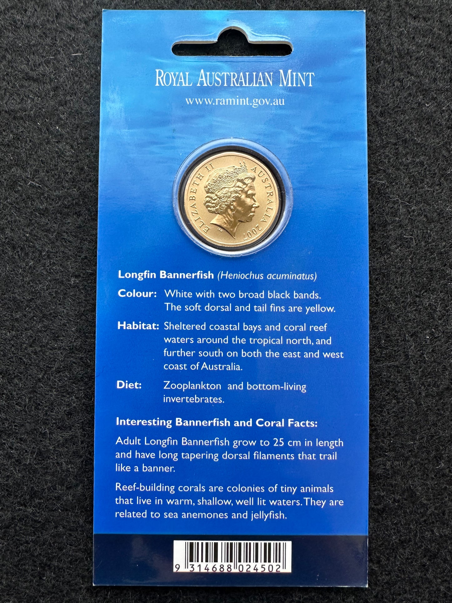 2006 $1 Ocean Series coloured coin - Long Fin Bannerfish