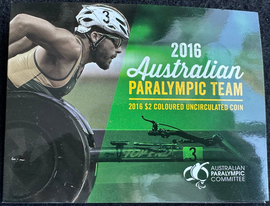 2016 Australian Paralympics Coloured $2 Dollar coin in Folder RAM release