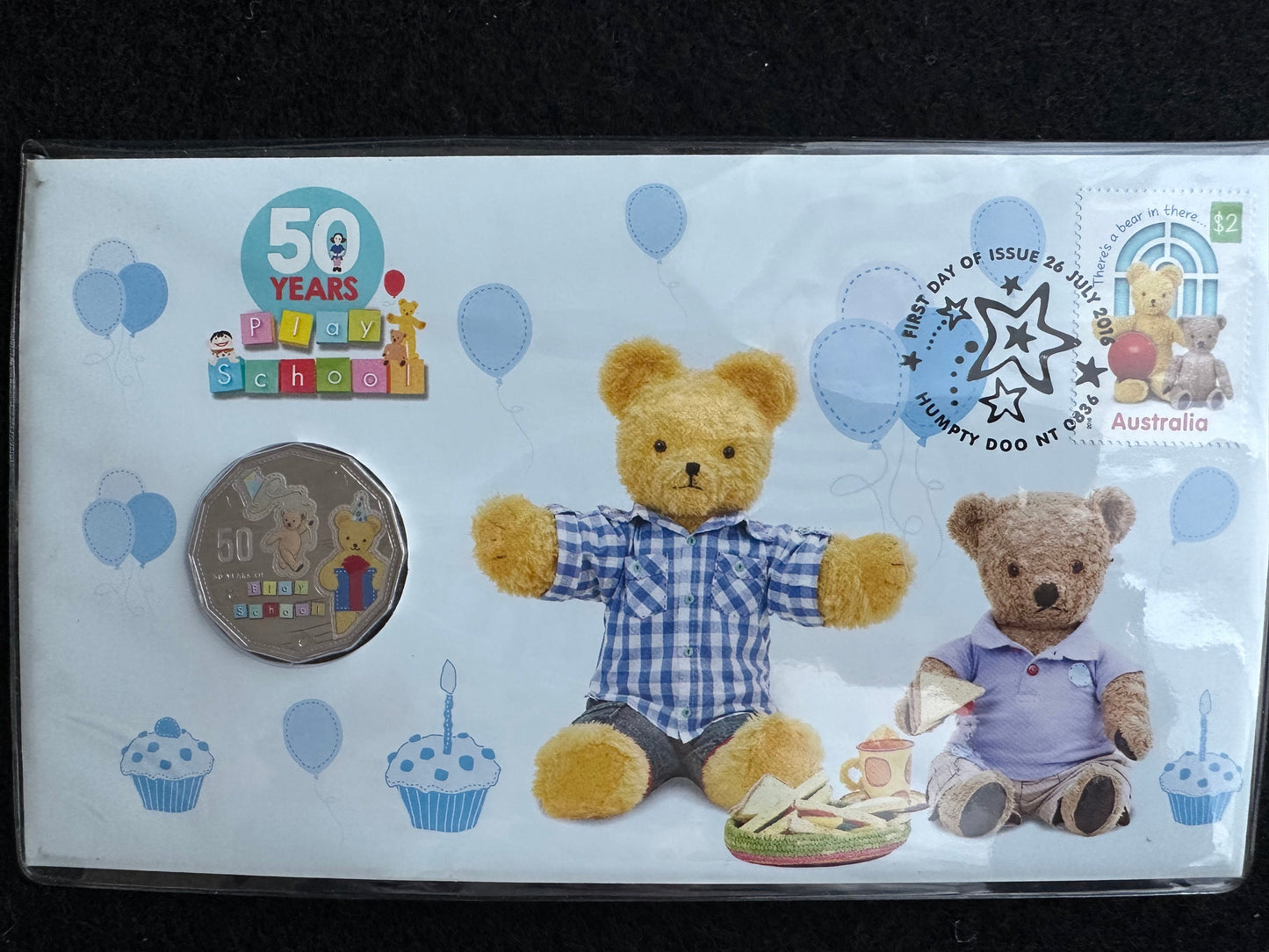 2016 Play School 50th Anniversary 'Big Ted' 50c Coloured PNC