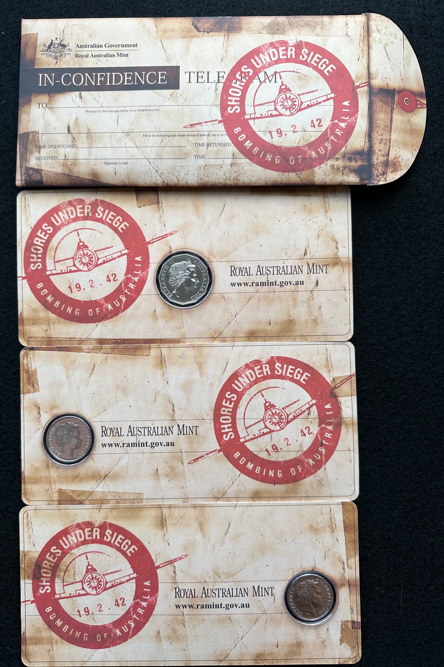 2012 Shores Under Siege: Bombing of Australia 1942 - 20c and 50c Uncirculated 3 Coin Set