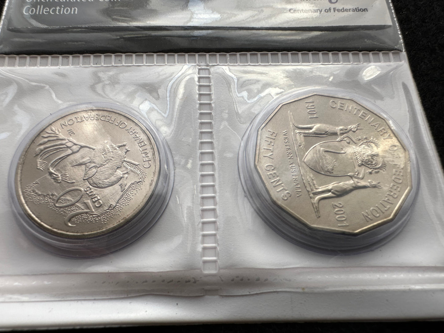 2001 20 & 50 cent Centenary of Federation 2 Coin Set - Western Australia UNCIRCULATED
