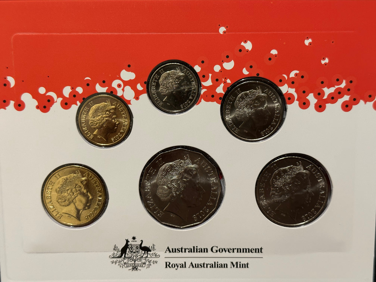 2018 Royal Australian Mint Armistice 100 Years On Uncirculated Six Coin Year Set