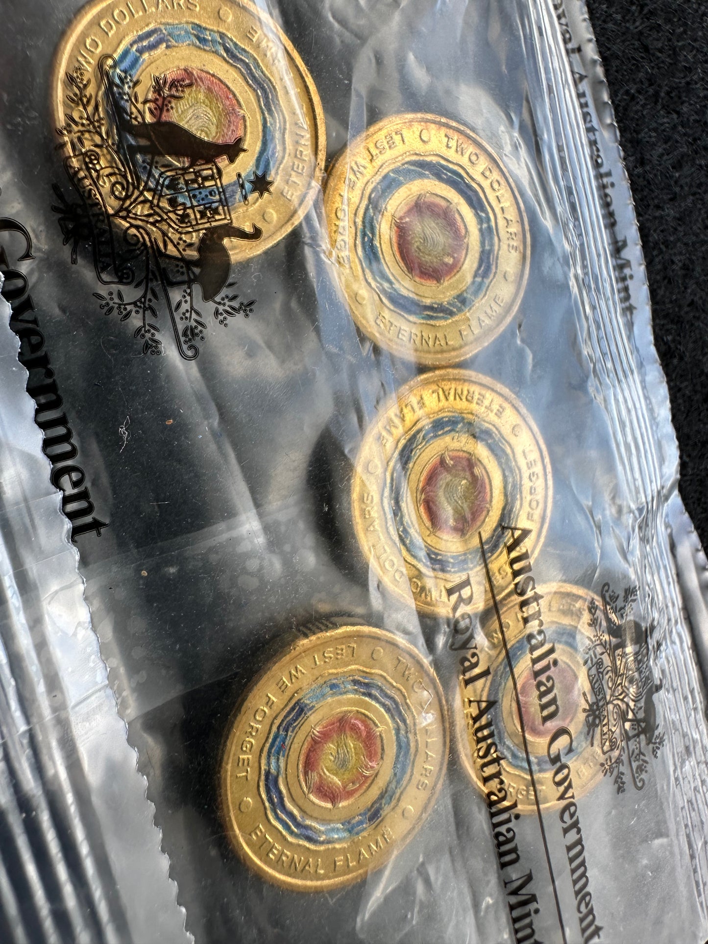 2018 $2 LEST We Forget Eternal Flame RAM 5 coin satchel bag