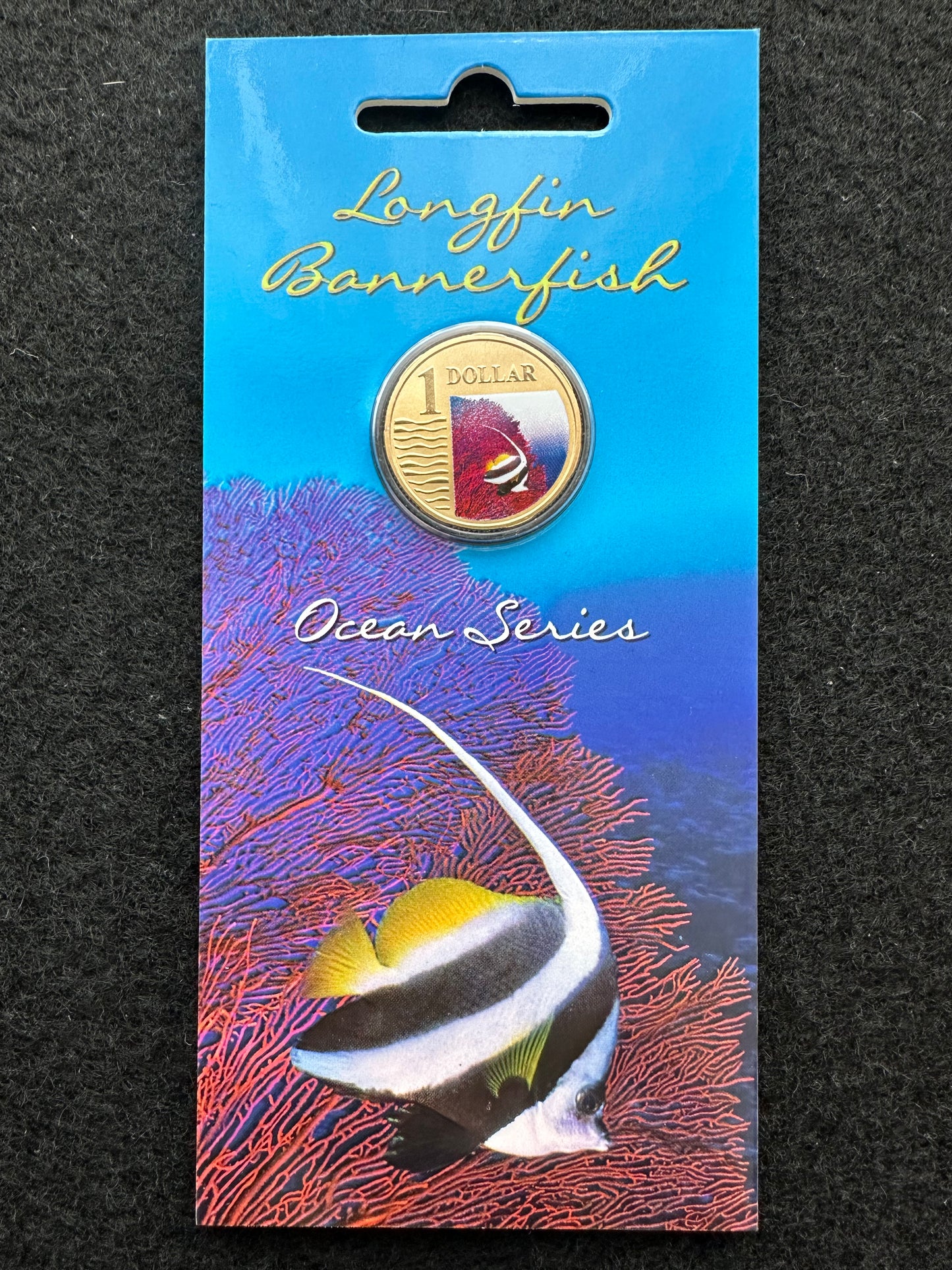2006 $1 Ocean Series coloured coin - Long Fin Bannerfish