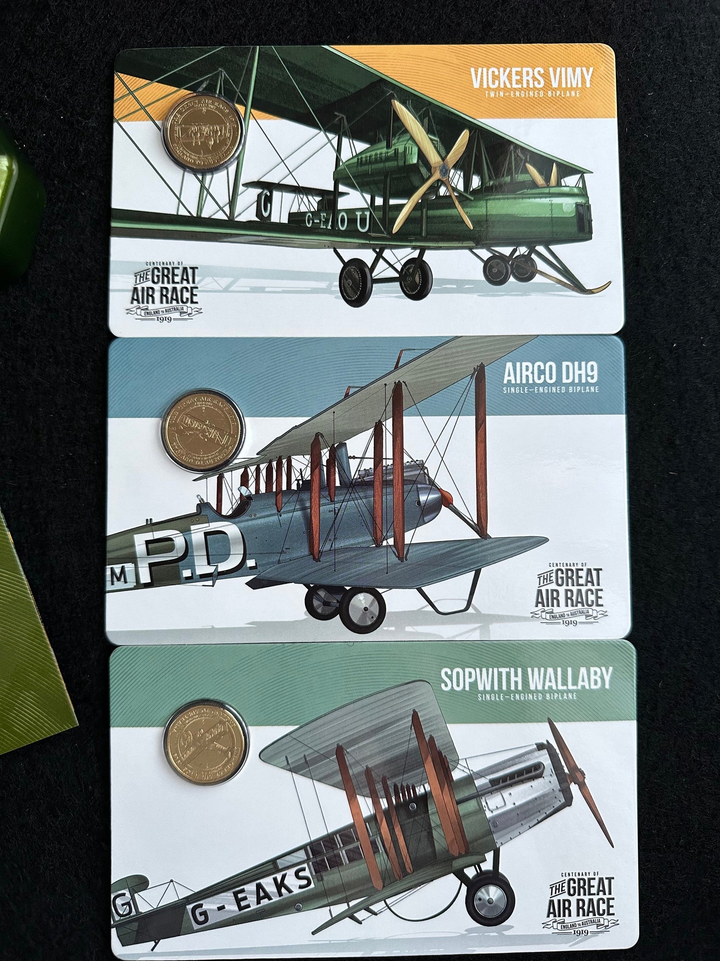 2019 Centenary of the Great Air Race England to Australia. 8 Coin Tin Set.