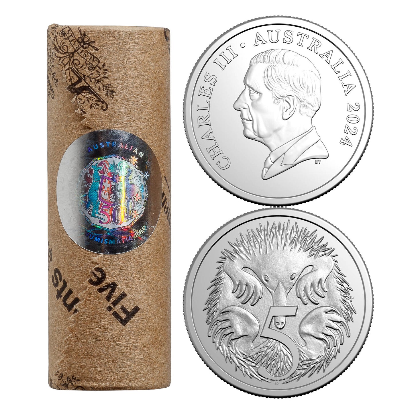 2024 King Charles III PREMIUM Five Cent (5c) Australian Decimal Mint Rolls