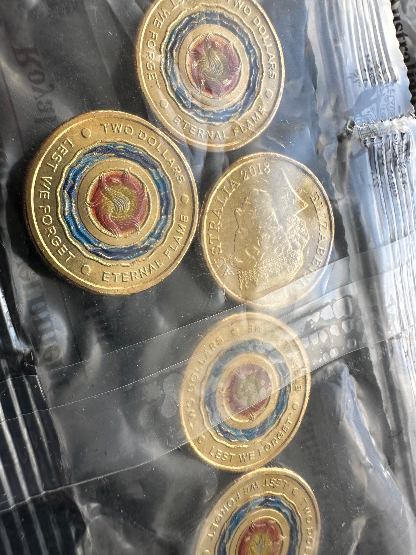 2018 $2 LEST We Forget Eternal Flame RAM 5 coin satchel bag