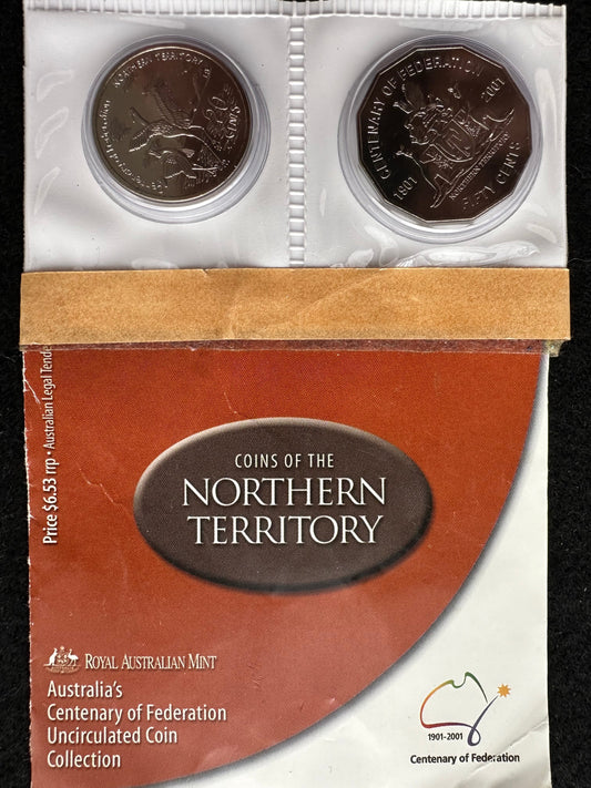 2001 20 & 50 cent Centenary of Federation 2 Coin Set - Northern Territory UNCIRCULATED