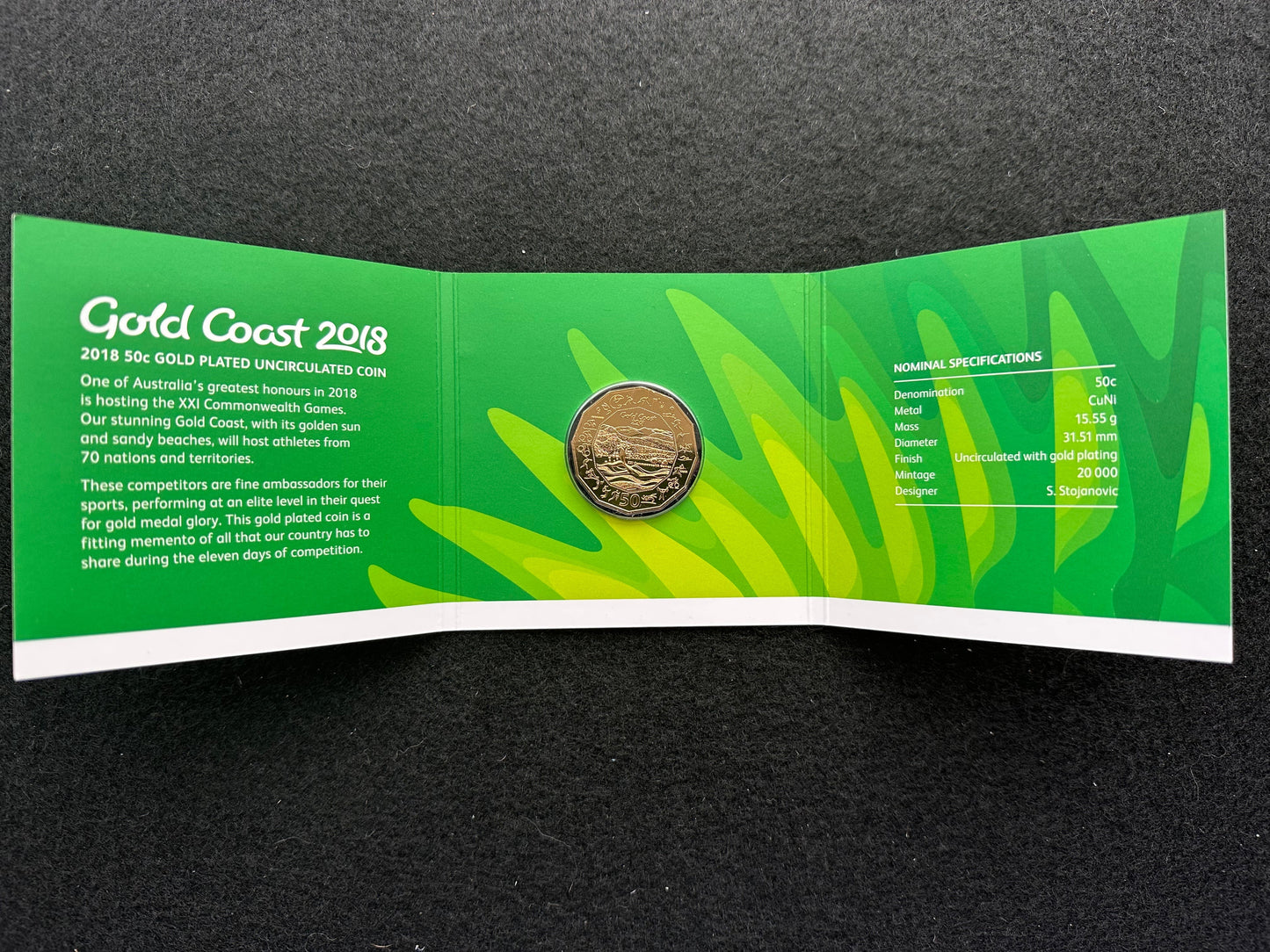 2018 Fifty Cent Gold Coast Commonwealth Games Gold Plated (50c) Uncirculated Australian Decimal Coin