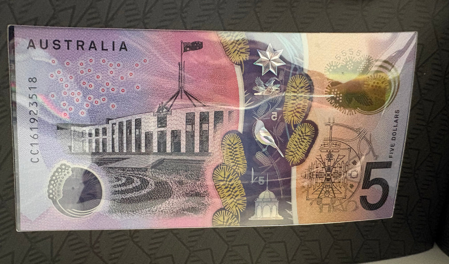 2015 $5 First Prefix Uncirculated note in Two Generations Banknotes Presentation Folder