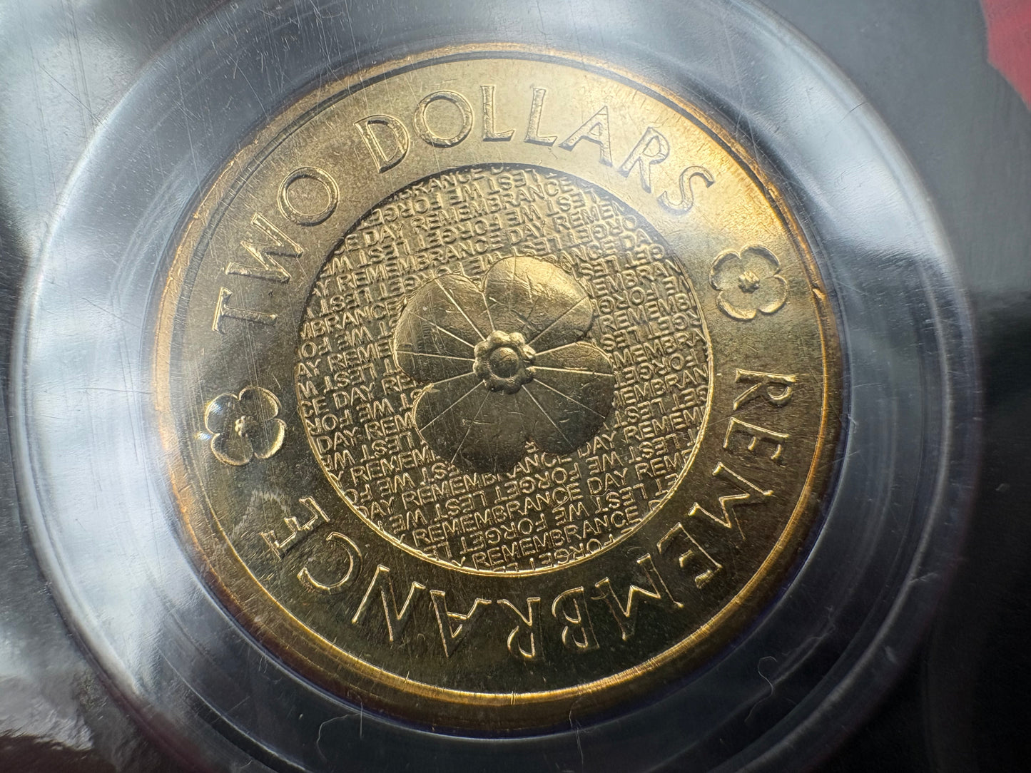 2012 Remembrance Day Gold Poppy $2 Coin in Downies Card