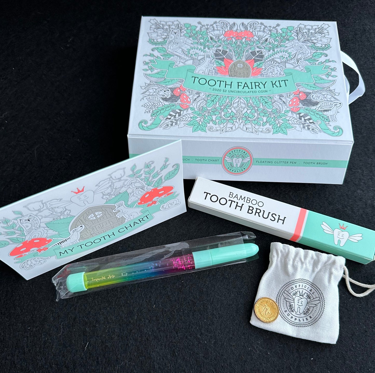 2020 2 Dollar Coin Tooth Fairy Kit - Version 1 Fluoro Pink - (NB: Toned Coin)