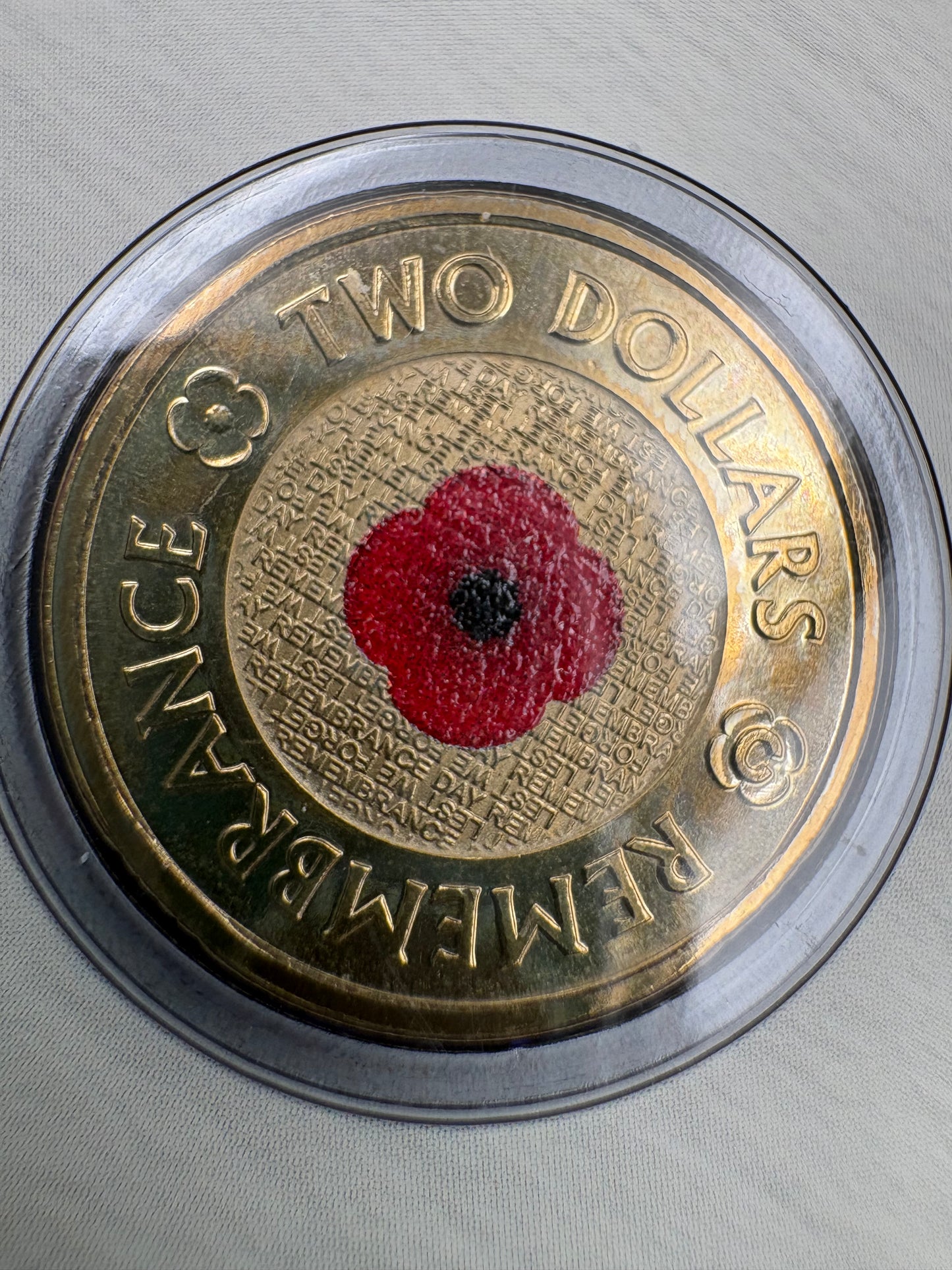 2012 Remembrance Day Red Poppy $2 C Mintmark Coin in Trifold Card